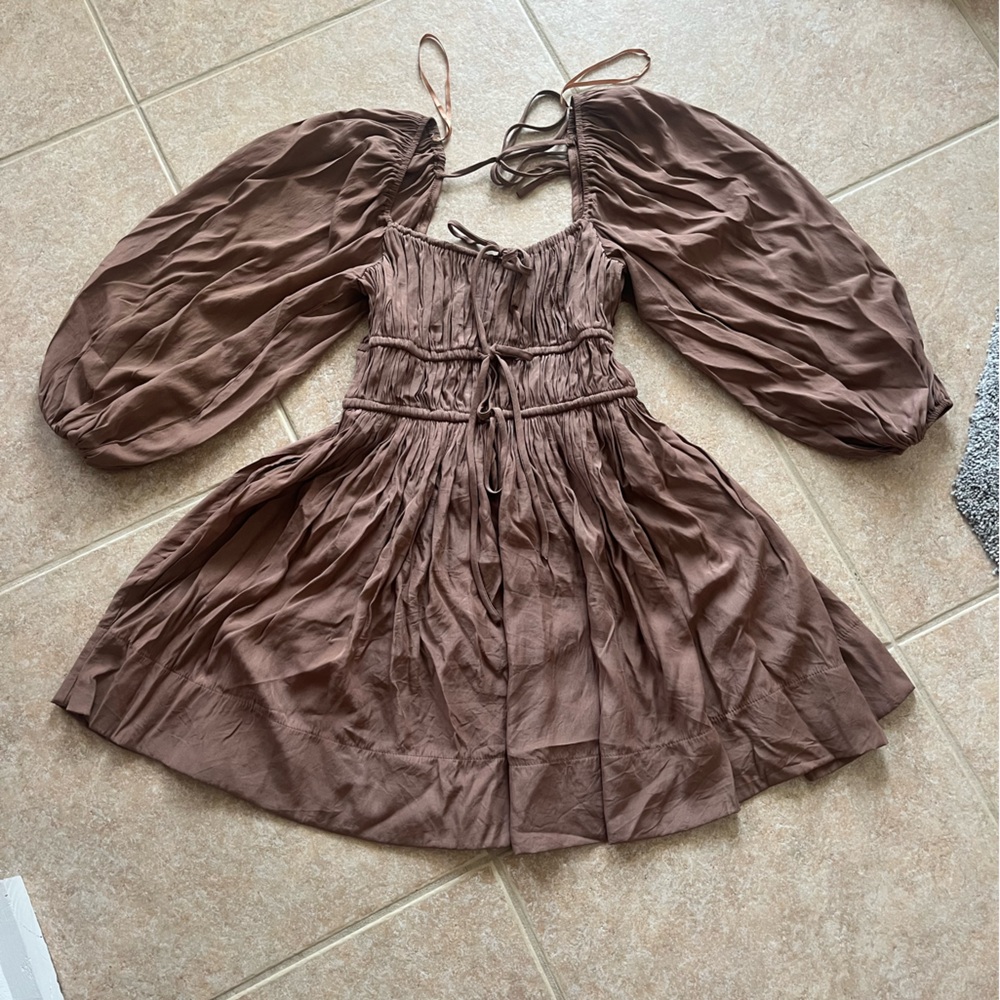 Mustard Seed Ruched Taupe Dress